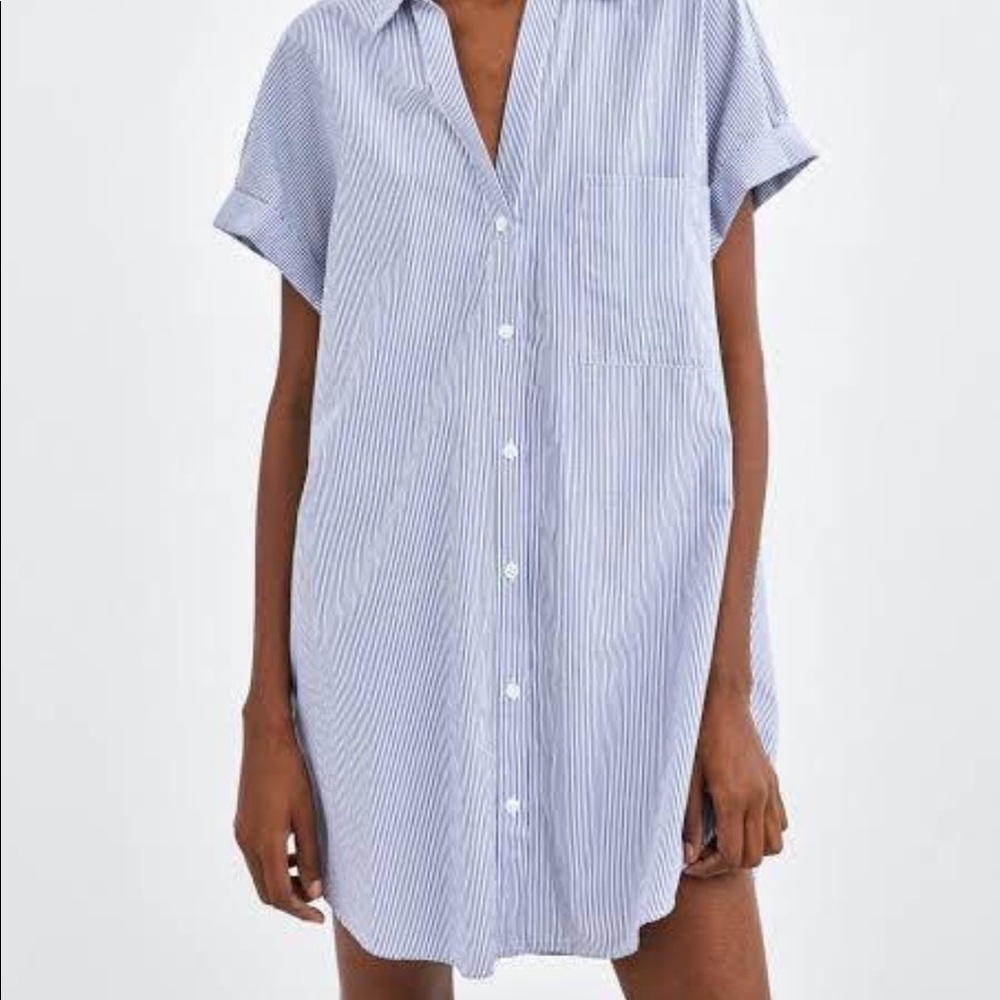 ZARA BLUE STRIPES DRESS SIZE MEDIUM. WORN ONCE WITH SIDE POCKETS